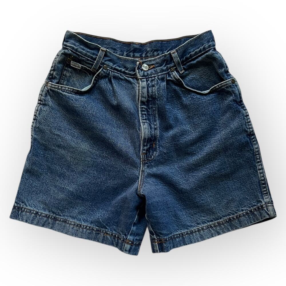 Chic Vintage 80's Women's Pleated High Waist Medium Wash Mom Jean Shorts Size S
